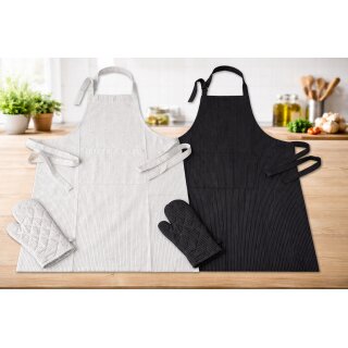 Grillschürze Set 2-teilig mit Ofenhandschuh – Küchenschürze aus Baumwolle, verstellbar, hitzebeständig, mit Tasche – Kochschürze für Grillen, Backen & Küche