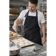 Grillschürze Küchenschürze mit Ofenhandschuh 2teilig im Set schwarz/weiss gestreift