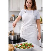 Grillschürze Küchenschürze mit Ofenhandschuh 2teilig im Set weiss/schwarz gestreift