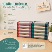 10er Set Küchentücher 50 x 70 cm aus 100 % Baumwolle – 5x Rot & 5x Blau