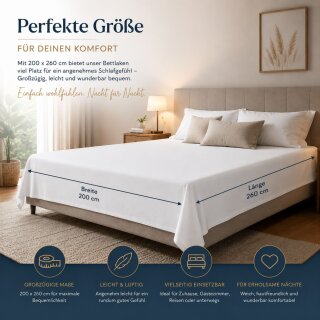 Betttuch ohne Gummizug Bettlaken MARKE 200 x 260 cm weiss, 11,13 €