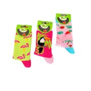 Kindersöckchen 3er Pack 31-34 Flamingo, Kakadu, Papagei