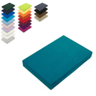 EXKLUSIV HEIMTEXTIL Jersey Spannbettlaken 90 - 100 x 200 cm Petrol 100% Baumwolle Öko - Tex Zertifiziert Bed-Sheet Bettlaken Spannbetttuch