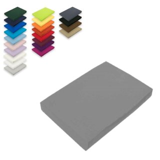EXKLUSIV HEIMTEXTIL Jersey Spannbettlaken 200 x 220 cm Grau 100% Baumwolle Öko - Tex Zertifiziert Bed-Sheet Bettlaken Spannbetttuch