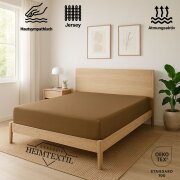 EXKLUSIV HEIMTEXTIL Jersey Spannbettlaken 180 x 200 cm Nougat 100% Baumwolle Öko - Tex Zertifiziert Bed-Sheet Bettlaken Spannbetttuch