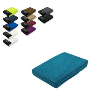EXKLUSIV HEIMTEXTIL Frottee Spannbettlaken 90 - 100 x 200 cm Petrol 80% Baumwolle 20% Polyester  Öko - Tex Zertifiziert Bed-Sheet Bettlaken Spannbetttuch Topper Leinentuch