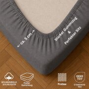 EXKLUSIV HEIMTEXTIL Frottee Spannbettlaken 140 - 160 x 200 cm Grau 80% Baumwolle 20% Polyester  Öko - Tex Zertifiziert Bed-Sheet Bettlaken Spannbetttuch Topper Leinentuch