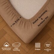 EXKLUSIV HEIMTEXTIL Frottee Spannbettlaken 180 - 200 x 200 cm Nougat 80% Baumwolle 20% Polyester  Öko - Tex Zertifiziert Bed-Sheet Bettlaken Spannbetttuch Topper Leinentuch