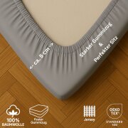 EXKLUSIV HEIMTEXTIL Marke Jersey Spannbettlaken 140 x 200 cm Silber 100% Baumwolle Öko - Tex Zertifiziert Bed-Sheet Bettlaken Spannbetttuch Topper Leinentuch