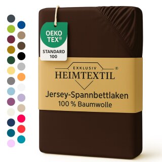 EXKLUSIV HEIMTEXTIL Marke Jersey Spannbettlaken 140 x 200 cm Schokobraun 100% Baumwolle Öko - Tex Zertifiziert Bed-Sheet Bettlaken Spannbetttuch Topper Leinentuch