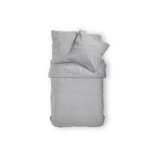 Microfaser Bettwäsche Uni Reißverschluss 200 x 200 cm + 2 x 80 x 80 cm Silber