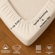 EXKLUSIV HEIMTEXTIL Frottee Spannbettlaken Premium 140 - 160 x 200 cm Naturweiß 80% Baumwolle 20% Polyester  Öko - Tex Zertifiziert Bed-Sheet Bettlaken Spannbetttuch