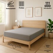 EXKLUSIV HEIMTEXTIL Frottee Spannbettlaken Premium 140 - 160 x 200 cm Silber 80% Baumwolle 20% Polyester  Öko - Tex Zertifiziert Bed-Sheet Bettlaken Spannbetttuch