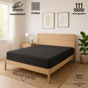 EXKLUSIV HEIMTEXTIL Frottee Spannbettlaken Premium 180 - 200 x 200 cm Anthrazit 80% Baumwolle 20% Polyester  Öko - Tex Zertifiziert Bed-Sheet Bettlaken Spannbetttuch
