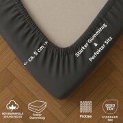 EXKLUSIV HEIMTEXTIL Frottee Spannbettlaken Premium 180 - 200 x 200 cm Anthrazit 80% Baumwolle 20% Polyester  Öko - Tex Zertifiziert Bed-Sheet Bettlaken Spannbetttuch