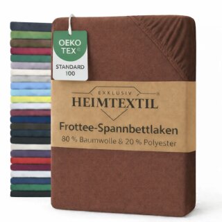 EXKLUSIV HEIMTEXTIL Frottee Spannbettlaken Premium 180 - 200 x 200 cm Schokobraun 80% Baumwolle 20% Polyester  Öko - Tex Zertifiziert Bed-Sheet Bettlaken Spannbetttuch