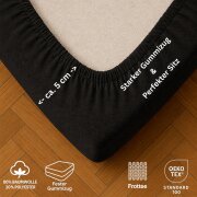 EXKLUSIV HEIMTEXTIL Frottee Spannbettlaken Premium 180 - 200 x 200 cm Schwarz 80% Baumwolle 20% Polyester  Öko - Tex Zertifiziert Bed-Sheet Bettlaken Spannbetttuch