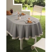 Gartentischdecke mit Fransen 130 cm rund orange