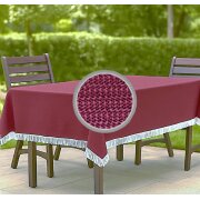 Gartentischdecke mit Fransen 130x180 cm eckig bordeaux