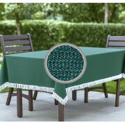 Gartentischdecke mit Fransen 130x180 cm eckig grün