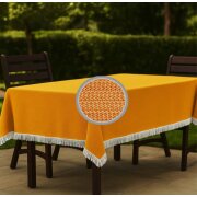 Gartentischdecke mit Fransen 130x180 cm eckig orange