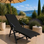 Liegestuhlauflage mit Kapuze 500g/m²  70 x 200 x 20 cm Schwarz