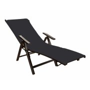 Liegestuhlauflage mit Kapuze 500g/m²  70 x 200 x 20 cm Schwarz