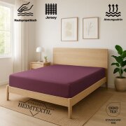 EXKLUSIV HEIMTEXTIL Marke Jersey Spannbettlaken 90 x 200 cm Lila 100% Baumwolle Öko - Tex Zertifiziert Bed-Sheet Bettlaken Spannbetttuch Topper Leinentuch