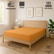 EXKLUSIV HEIMTEXTIL Marke Jersey Spannbettlaken 140 x 200 cm Terrakotta 100% Baumwolle Öko - Tex Zertifiziert Bed-Sheet Bettlaken Spannbetttuch Topper Leinentuch