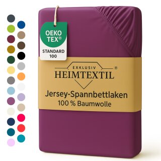 EXKLUSIV HEIMTEXTIL Marke Jersey Spannbettlaken 200 x 220 cm Lila 100% Baumwolle Öko - Tex Zertifiziert Bed-Sheet Bettlaken Spannbetttuch Topper Leinentuch