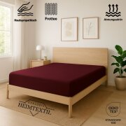 EXKLUSIV HEIMTEXTIL Frottee Spannbettlaken Premium 120 x 200 cm Bordeaux 80% Baumwolle 20% Polyester  Öko - Tex Zertifiziert Bed-Sheet Bettlaken Spannbetttuch