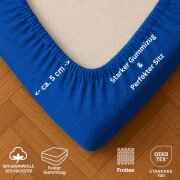 EXKLUSIV HEIMTEXTIL Frottee Spannbettlaken Premium 120 x 200 cm Royalblau 80% Baumwolle 20% Polyester  Öko - Tex Zertifiziert Bed-Sheet Bettlaken Spannbetttuch
