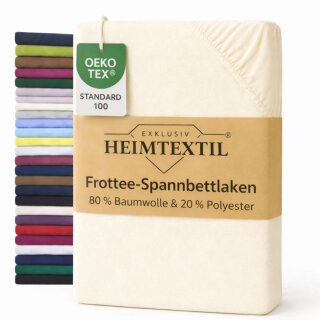 EXKLUSIV HEIMTEXTIL Frottee Spannbettlaken Premium 200 x 220 cm Naturweiß 80% Baumwolle 20% Polyester  Öko - Tex Zertifiziert Bed-Sheet Bettlaken Spannbetttuch
