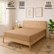 EXKLUSIV HEIMTEXTIL Frottee Spannbettlaken Premium 200 x 220 cm Sand 80% Baumwolle 20% Polyester  Öko - Tex Zertifiziert Bed-Sheet Bettlaken Spannbetttuch