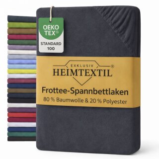 EXKLUSIV HEIMTEXTIL Frottee Spannbettlaken 120 x 200 cm Anthrazit 80% Baumwolle 20% Polyester  Öko - Tex Zertifiziert Bed-Sheet Bettlaken Spannbetttuch Topper Leinentuch