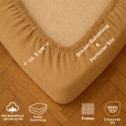 EXKLUSIV HEIMTEXTIL Frottee Spannbettlaken 120 x 200 cm Sand 80% Baumwolle 20% Polyester  Öko - Tex Zertifiziert Bed-Sheet Bettlaken Spannbetttuch Topper Leinentuch