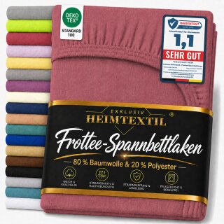 EXKLUSIV HEIMTEXTIL Frottee Spannbettlaken 200 x 220 cm Bordeaux 80% Baumwolle 20% Polyester  Öko - Tex Zertifiziert Bed-Sheet Bettlaken Spannbetttuch Topper Leinentuch