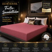 EXKLUSIV HEIMTEXTIL Frottee Spannbettlaken 200 x 220 cm Bordeaux 80% Baumwolle 20% Polyester  Öko - Tex Zertifiziert Bed-Sheet Bettlaken Spannbetttuch Topper Leinentuch