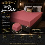 EXKLUSIV HEIMTEXTIL Frottee Spannbettlaken 200 x 220 cm Bordeaux 80% Baumwolle 20% Polyester  Öko - Tex Zertifiziert Bed-Sheet Bettlaken Spannbetttuch Topper Leinentuch
