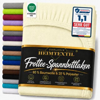 EXKLUSIV HEIMTEXTIL Frottee Spannbettlaken 200 x 220 cm Naturweiss