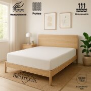 EXKLUSIV HEIMTEXTIL Frottee Spannbettlaken 200 x 220 cm Weiß 80% Baumwolle 20% Polyester  Öko - Tex Zertifiziert Bed-Sheet Bettlaken Spannbetttuch Topper Leinentuch