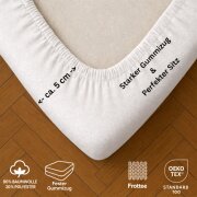 EXKLUSIV HEIMTEXTIL Frottee Spannbettlaken 200 x 220 cm Weiß 80% Baumwolle 20% Polyester  Öko - Tex Zertifiziert Bed-Sheet Bettlaken Spannbetttuch Topper Leinentuch
