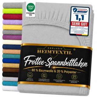 EXKLUSIV HEIMTEXTIL Frottee Spannbettlaken 200 x 220 cm Silber