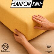 EXKLUSIV HEIMTEXTIL Frottee Spannbettlaken 200 x 220 cm Gelb 80% Baumwolle 20% Polyester  Öko - Tex Zertifiziert Bed-Sheet Bettlaken Spannbetttuch Topper Leinentuch