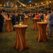 Stehtischhusse für Bistrotisch Motiv mit 4 verstärkten Fußlaschen elastisch Stretch OEKO-TEX zertifiziert  Ø 60-65x110-120 cm Baumstamm