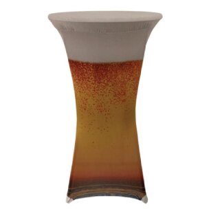 Stehtischhusse Stretch für Bistrotisch mit 4 Fußlaschen Motiv Ø 60-65x110-120 cm Bierglas