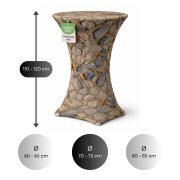 Stehtischhusse für Bistrotisch Motiv mit 4 verstärkten Fußlaschen elastisch Stretch OEKO-TEX zertifiziert  Ø 70-75x110-120 cm Stein