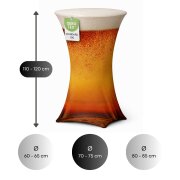 Stehtischhusse für Bistrotisch Motiv mit 4 verstärkten Fußlaschen elastisch Stretch OEKO-TEX zertifiziert  Ø 70-75x110-120 cm Bierglas