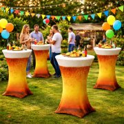 Stehtischhusse für Bistrotisch Motiv mit 4 verstärkten Fußlaschen elastisch Stretch OEKO-TEX zertifiziert  Ø 80-85x110-120 cm Bierglas