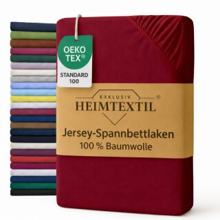 EXKLUSIV HEIMTEXTIL Jersey Spannbettlaken Premium 120 x 200 cm Bordeaux 100% Baumwolle Öko - Tex Zertifiziert Bed-Sheet Bettlaken Spannbetttuch Topper Leinentuch